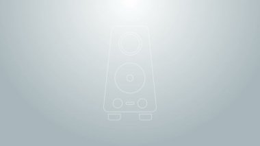 Mavi çizgi Stereo hoparlörü gri arkaplanda izole edildi. Ses sistemi hoparlörleri. Müzik ikonu. Müzikal sütun hoparlörü. 4K Video hareketli grafik canlandırması