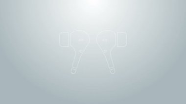 Mavi Hat Air kulaklık simgesi gri arkaplanda izole edildi. Kulaklıklar için kablosuz cihaz. Elektronik cihazlar. 4K Video hareketli grafik canlandırması