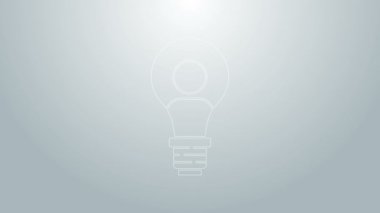 Gri arkaplanda lamba ikonu olan mavi çizgi insan kafası. 4K Video hareketli grafik canlandırması