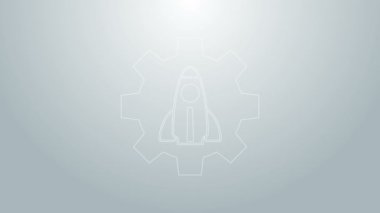 Mavi Hat Business startup proje konsepti gri arkaplanda izole edildi. Yeni iş, girişimcilik, yenilik ve teknolojinin sembolü. 4K Video hareketli grafik canlandırması