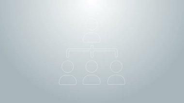 Mavi çizgi İş Hiyerarşisi organizogram grafiksel bilgi simgesi gri arkaplanda izole edildi. Kurumsal yapı grafik elementleri. 4K Video hareketli grafik canlandırması