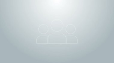 Mavi çizgi kullanıcı grubu simgesi gri arkaplanda izole edildi. Bir grup insan ikonu. İş simgesi - kullanıcı profili simgesi. 4K Video hareketli grafik canlandırması