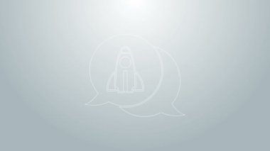 Mavi Hat Business startup proje konsepti gri arkaplanda izole edildi. Yeni iş, girişimcilik, yenilik ve teknolojinin sembolü. 4K Video hareketli grafik canlandırması