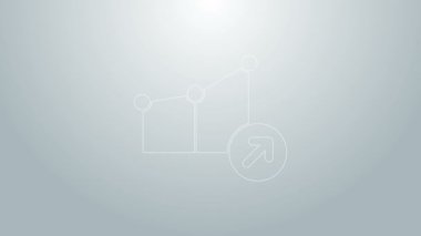 Mavi çizgi Finansal büyüme ikonu gri arka planda izole edildi. Gelirleri arttırıyorum. 4K Video hareketli grafik canlandırması