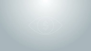 Gri arkaplanda dolar simgesi olan mavi çizgi gözü. 4K Video hareketli grafik canlandırması