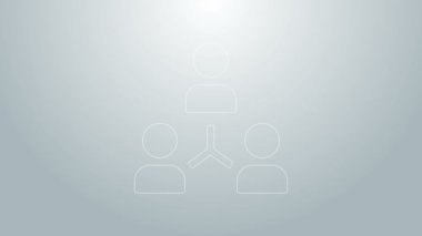 Mavi çizgi Proje takımının üs simgesi gri arkaplanda izole edildi. İş analizi ve planlama, danışmanlık, takım çalışması, proje yönetimi. 4K Video hareketli grafik canlandırması