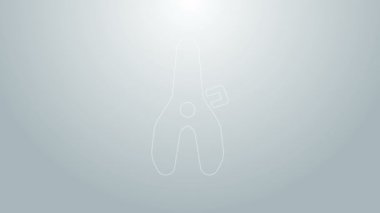 Mavi çizgi bisiklet koltuğu simgesi gri arkaplanda izole edildi. Bisiklet eyeri. 4K Video hareketli grafik canlandırması