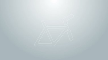 Mavi çizgi bisiklet çerçeve simgesi gri arkaplanda izole edildi. 4K Video hareketli grafik canlandırması