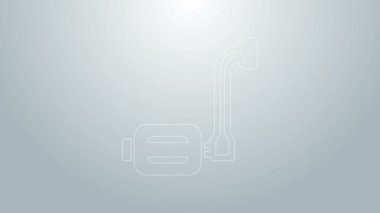 Mavi çizgi bisiklet pedalı simgesi gri arkaplanda izole edildi. 4K Video hareketli grafik canlandırması
