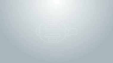 Mavi çizgi bisiklet pedalı simgesi gri arkaplanda izole edildi. 4K Video hareketli grafik canlandırması