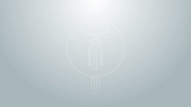 Mavi çizgi bisiklet simgesi gri arkaplanda izole edildi. Bisiklet yarışı. Olağanüstü bir spor. Spor malzemeleri. 4K Video hareketli grafik canlandırması