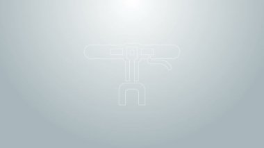 Mavi çizgi bisiklet gidon simgesi gri arkaplanda izole edildi. 4K Video hareketli grafik canlandırması