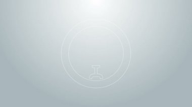 Mavi çizgi bisiklet tekeri simgesi gri arkaplanda izole edildi. Bisiklet yarışı. Tekerlek havası. Spor malzemeleri. 4K Video hareketli grafik canlandırması