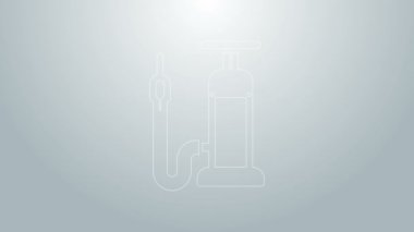 Mavi çizgi bisiklet hava pompası ikonu gri arka planda izole edildi. 4K Video hareketli grafik canlandırması
