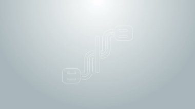 Mavi çizgi bisiklet pedalları simgesi gri arkaplanda izole edildi. 4K Video hareketli grafik canlandırması
