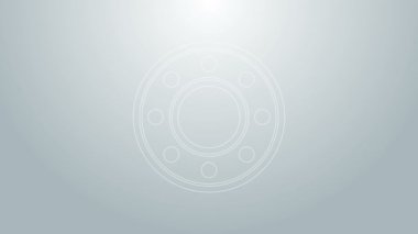 Mavi çizgi bisiklet bilye ikonu gri arka planda izole edildi. 4K Video hareketli grafik canlandırması