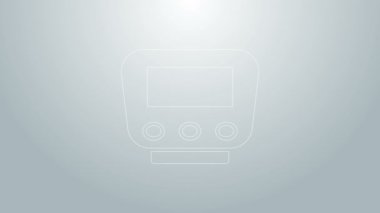 Mavi çizgi bisiklet hız göstergesi simgesi gri arkaplanda izole edildi. 4K Video hareketli grafik canlandırması