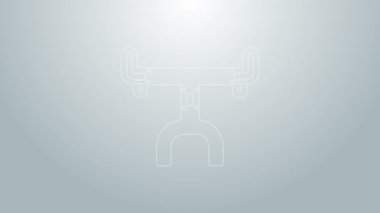 Mavi çizgi bisiklet gidon simgesi gri arkaplanda izole edildi. 4K Video hareketli grafik canlandırması