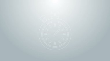 Mavi çizgi Stopwatch simgesi gri arkaplanda izole edildi. Zaman göstergesi. Kronometre işareti. 4K Video hareketli grafik canlandırması