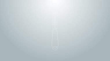 Mavi çizgi tornavida simgesi gri arkaplanda izole edildi. Servis aracı sembolü. 4K Video hareketli grafik canlandırması