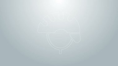 Mavi çizgi bisiklet başlığı simgesi gri arkaplanda izole edildi. Olağanüstü bir spor. Spor malzemeleri. 4K Video hareketli grafik canlandırması