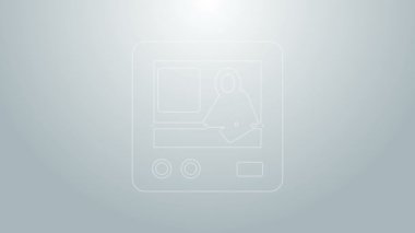 Mavi çizgi televizyon haber simgesi gri arkaplanda izole edildi. Televizyon haberleri. 4K Video hareketli grafik canlandırması