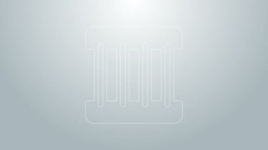 Mavi çizgi hapishane penceresi simgesi gri arkaplanda izole edildi. 4K Video hareketli grafik canlandırması