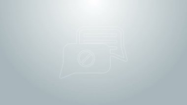 Mavi çizgi konuşma balonu sohbet simgesi gri arkaplanda izole edildi. İleti simgesi. İletişim ya da yorum sohbet sembolü. 4K Video hareketli grafik canlandırması