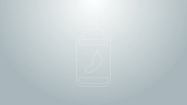 Mavi çizgi biber gazı ikonu gri arkaplanda izole edilmiş. OC gazı. Capsicum nefsi müdafaa spreyi. 4K Video hareketli grafik canlandırması