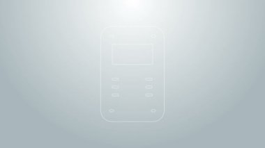 Mavi çizgi polis saldırı kalkanı ikonu gri arka planda izole edildi. 4K Video hareketli grafik canlandırması