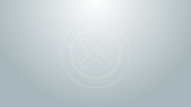 Mavi çizgi X Mark, gri arkaplanda izole edilmiş daire simgesinde çapraz çizgi. Çapraz işaret simgesini kontrol et. 4K Video hareketli grafik canlandırması