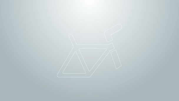 Ícone de quadro de bicicleta linha azul isolado no fundo cinza. Animação gráfica em movimento de vídeo 4K — Vídeo de Stock