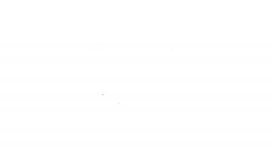 Siyah çizgi Hindu ruhani tapınak ikonu beyaz arka planda izole edilmiş. 4K Video hareketli grafik canlandırması