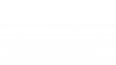 Beyaz arkaplanda siyah çizgi Kabe camisi simgesi var. Kabe 'deki hac ibadeti Ramazan-ı İslam camii. 4K Video hareketli grafik canlandırması