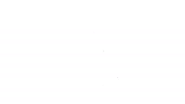 Beyaz arkaplanda siyah çizgi çapraz ankh kitap simgesi izole edildi. 4K Video hareketli grafik canlandırması — Stok video