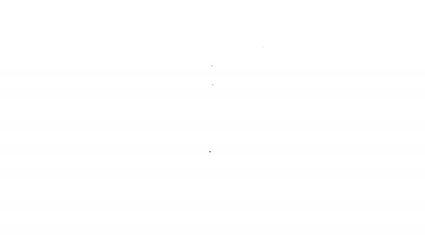 Zwarte lijn Ophangbord met tekst Huur icoon geïsoleerd op witte achtergrond. Signboard met tekst Te Huur. 4K Video motion grafische animatie — Stockvideo
