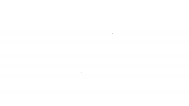 Icono de rascacielos de línea negra aislado sobre fondo blanco. Arquitectura metrópolis paisaje panorámico. Animación gráfica de vídeo 4K — Vídeo de stock