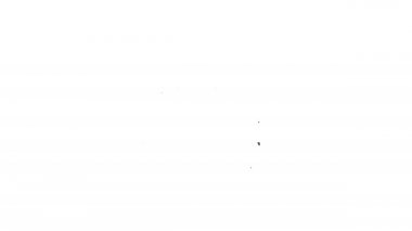 Beyaz arkaplanda izole edilmiş siyah çizgi pasta simgesi. Doğum günün kutlu olsun. 4K Video hareketli grafik canlandırması