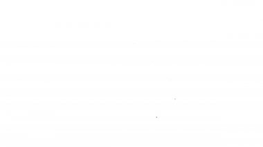 Beyaz arka planda izole edilmiş siyah çizgili Fransız baget ekmeği ikonu. 4K Video hareketli grafik canlandırması