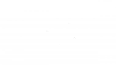 Beyaz arka planda siyah çizgili kurutulmuş balık ikonu. 4K Video hareketli grafik canlandırması