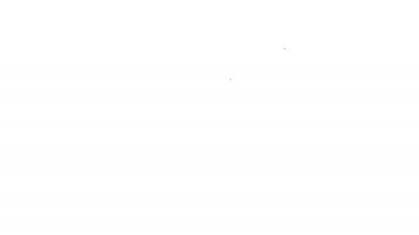 Çatal simgesindeki siyah çizgi sosisi beyaz arkaplanda izole edilmiş. Izgara sosis ve aroma işareti. 4K Video hareketli grafik canlandırması