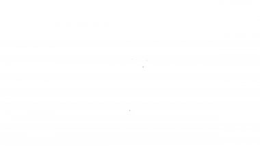 Beyaz arkaplanda siyah çizgi sauna fırçası simgesi izole edildi. Banyoda yıkanmak için kaba kıllı ahşap bir fırça. Selülit önleyici masaj. 4K Video hareketli grafik canlandırması