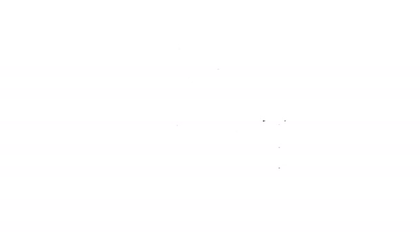 Linea nera Icona del pezzo di torta isolato su sfondo bianco. Buon compleanno. Animazione grafica 4K Video motion — Video Stock