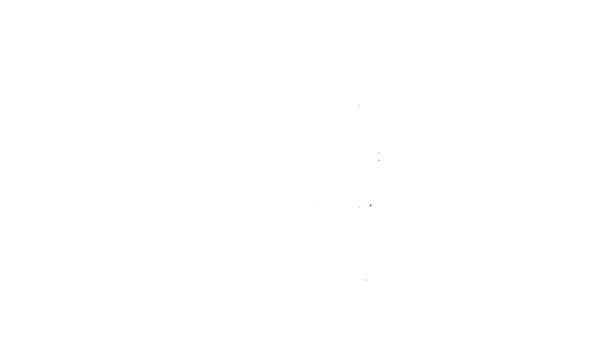 सफेद पृष्ठभूमि पर अलग स्टॉपकॉक आइकन के साथ रैक पर ब्लैक लाइन लकड़ी की बैरल। 4K वीडियो मोशन ग्राफिक एनिमेशन — स्टॉक वीडियो