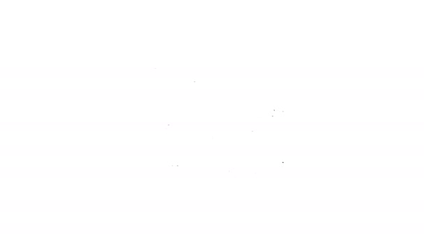 Ligne noire Hache en bois dans l'icône souche isolé sur fond blanc. Hache de bûcheron. Hache coincée dans le bois. Couper du bois. Animation graphique de mouvement vidéo 4K — Video