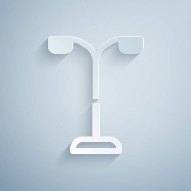 Kağıt kesiği Sokak Işık Sistemi simgesi gri arkaplanda izole edildi. Kağıt sanatı tarzı. Vektör.