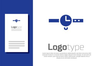 Mavi bilek saat simgesi beyaz arkaplanda izole. Kol saati simgesi. Logo tasarım şablonu elemanı. Vektör.