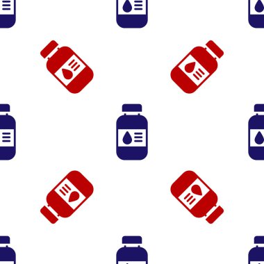 Mavi ve kırmızı yazıcı mürekkep şişesi simgesi beyaz arka planda izole edilmiş kusursuz desen. Vektör.