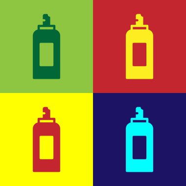 Pop sanat sprey boya kutusu ikonu renk arkaplanında izole edilmiş. Vektör.