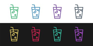 Taze smoothie simgesini siyah beyaz arkaplanda izole et. Vektör.